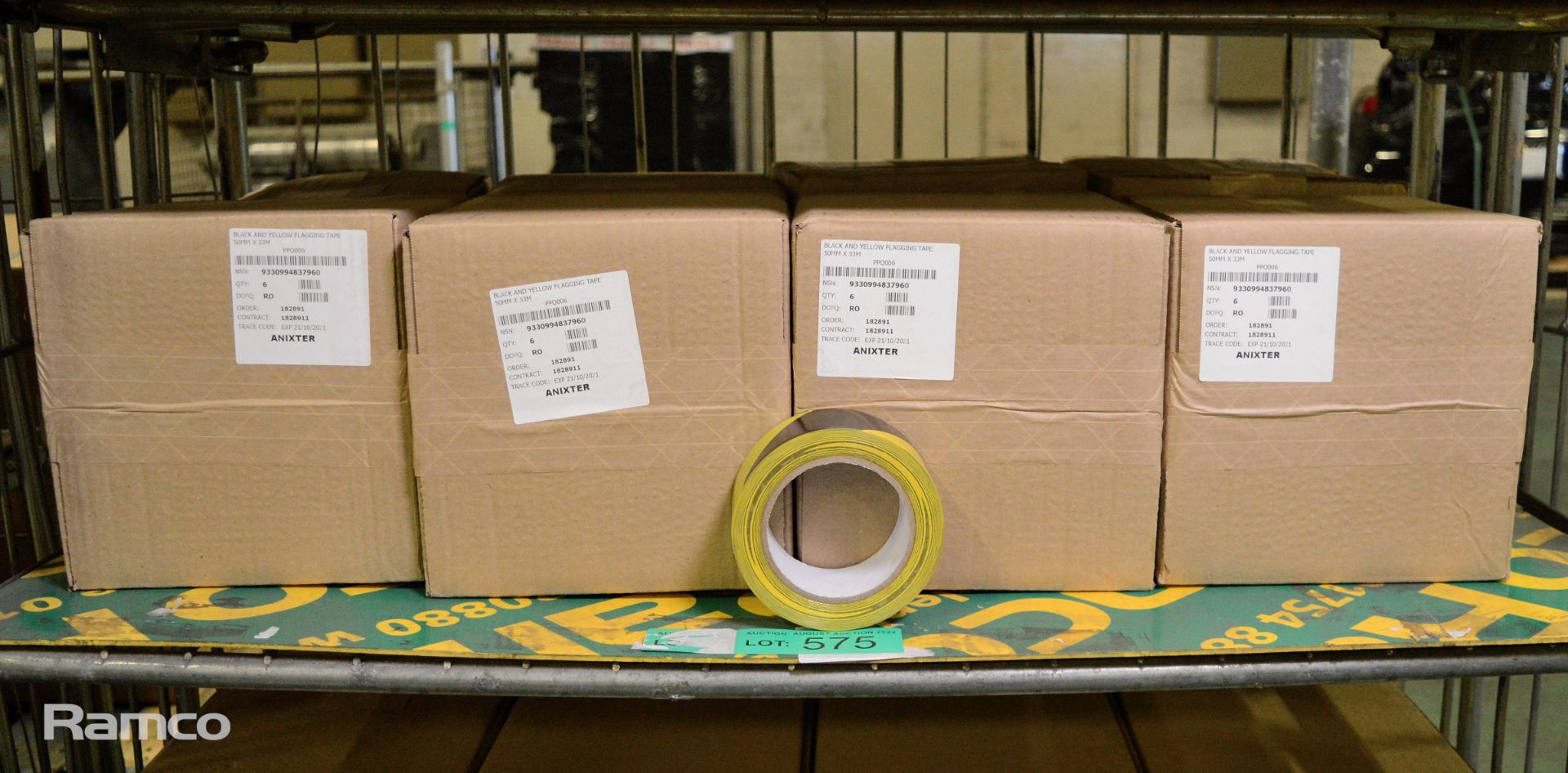 Anixter Black & Yellow Flagging Tape 50mm x 30m - 6 Rolls Per Box - 8 boxes