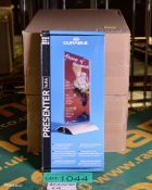 Presenter clear glass & aluminium base table sign - 6 per box - 2 boxes