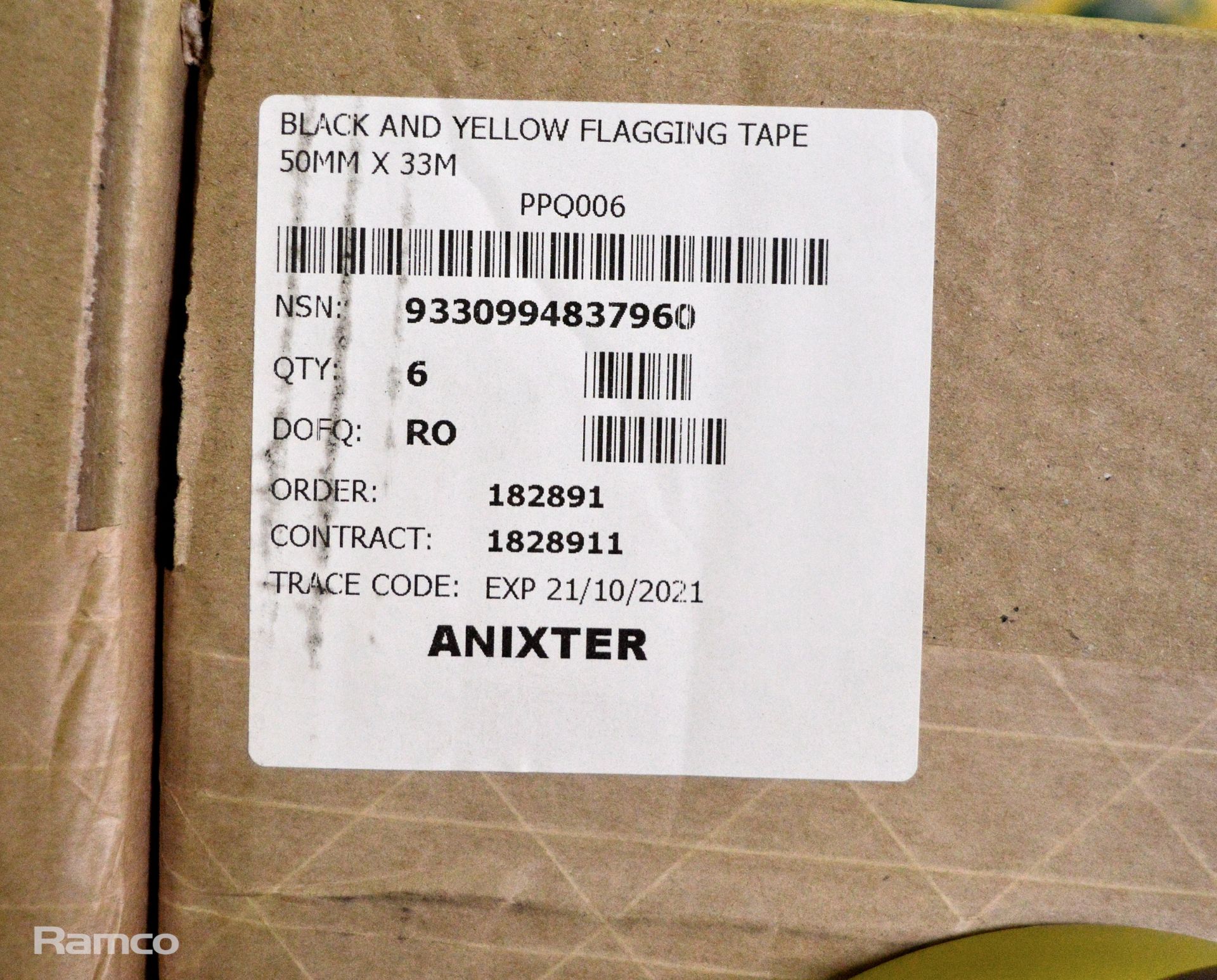 Anixter Black & Yellow Flagging Tape 50mm x 30m - 6 Rolls Per Box - 6 boxes - Image 3 of 3