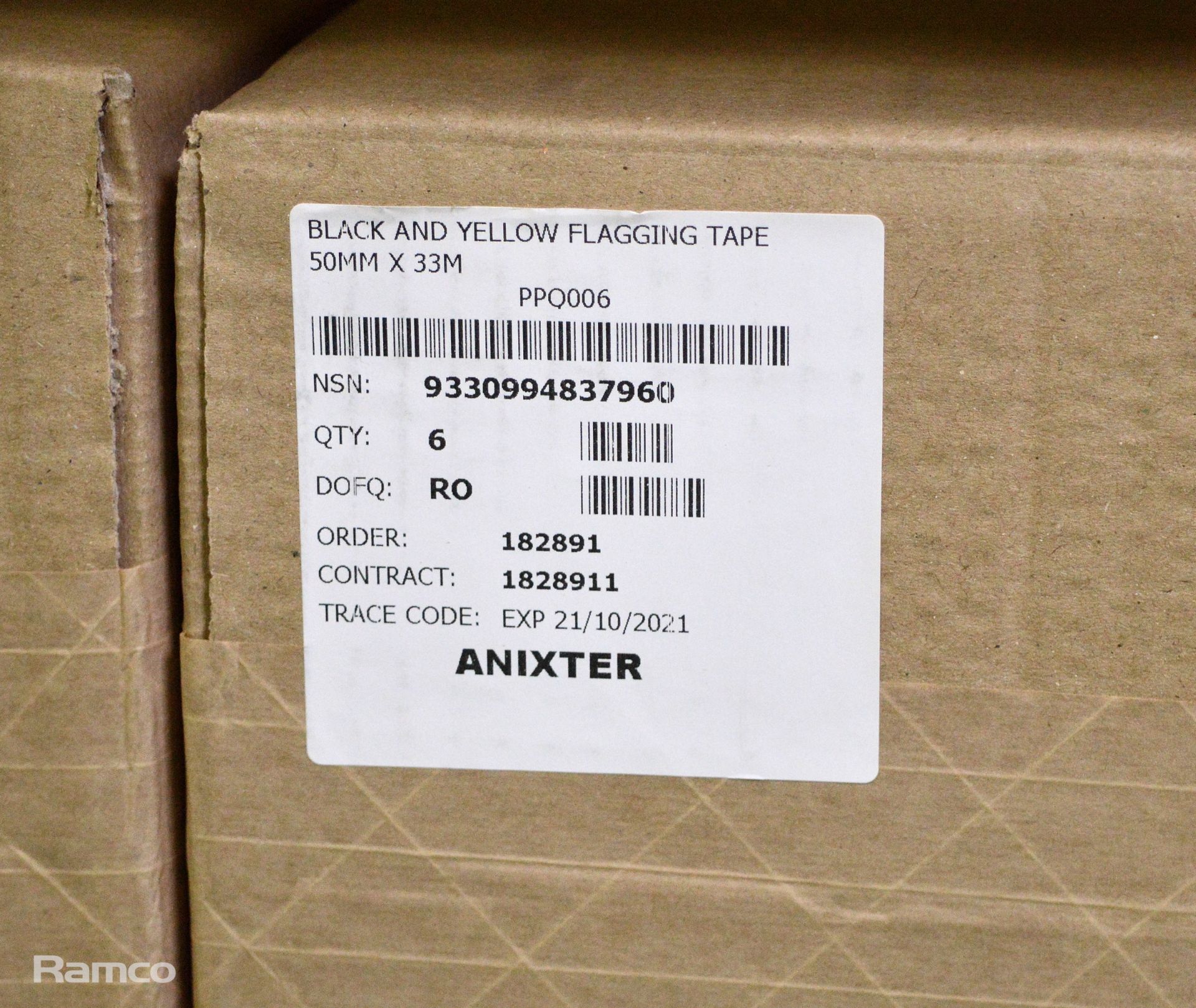 Anixter Black & Yellow Flagging Tape 50mm x 30m - 6 Rolls Per Box - 6 boxes - Image 2 of 2