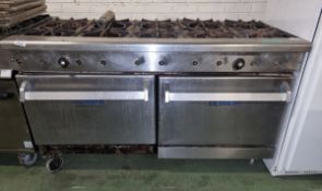 Imperial Elite commercial gas oven, 2 door, 4 shelf, 10 burner hob - missing knobs