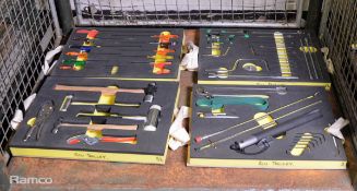 Multiple tools - hammers, screwdrivers (in foam tray inserts from tool box)