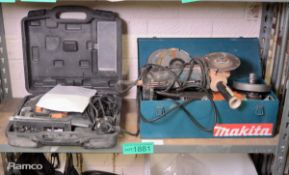 Tacklife Jigsaw in case & 2x Angle grinders (Makita & Vonhaus) in Makita case