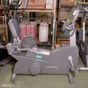 Life Fitness 93R upright recumbent bike with console display