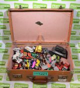 Various small metal toy cars in fibre case - approx 70