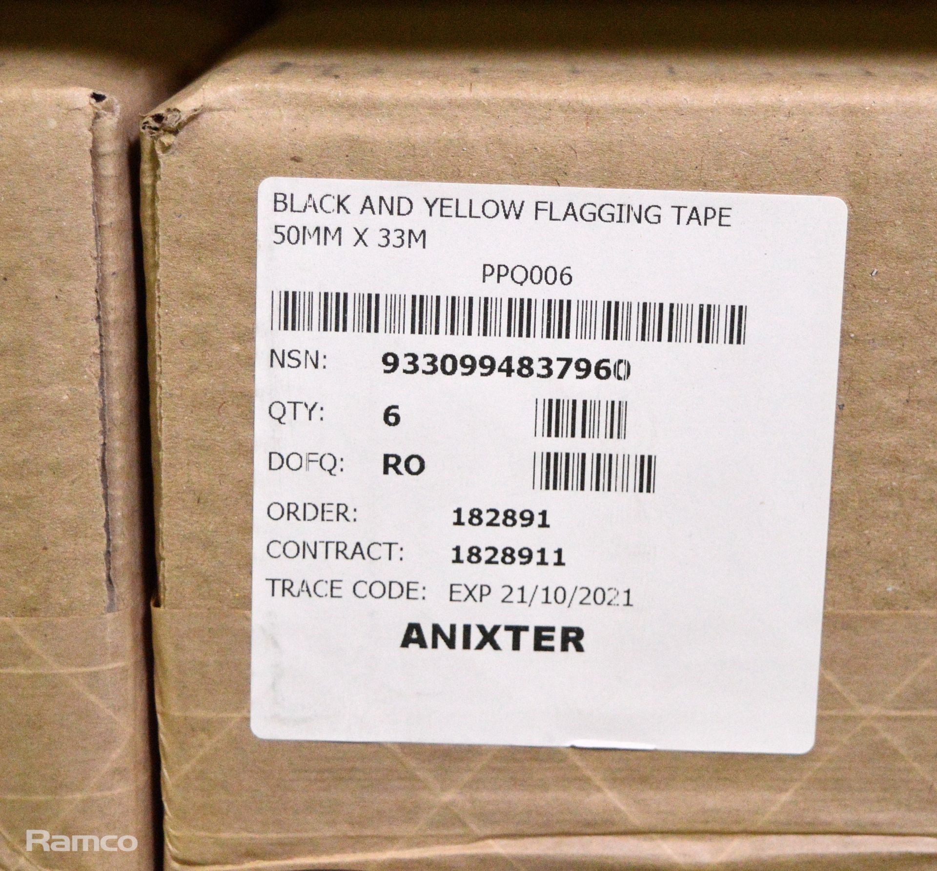 Anixter Black & Yellow Flagging Tape 50mm x 30m - 6 Rolls Per Box - 8 boxes - Image 2 of 2