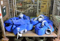 4x Layflat 3 inch water hoses with clamp coupling end approx 25M