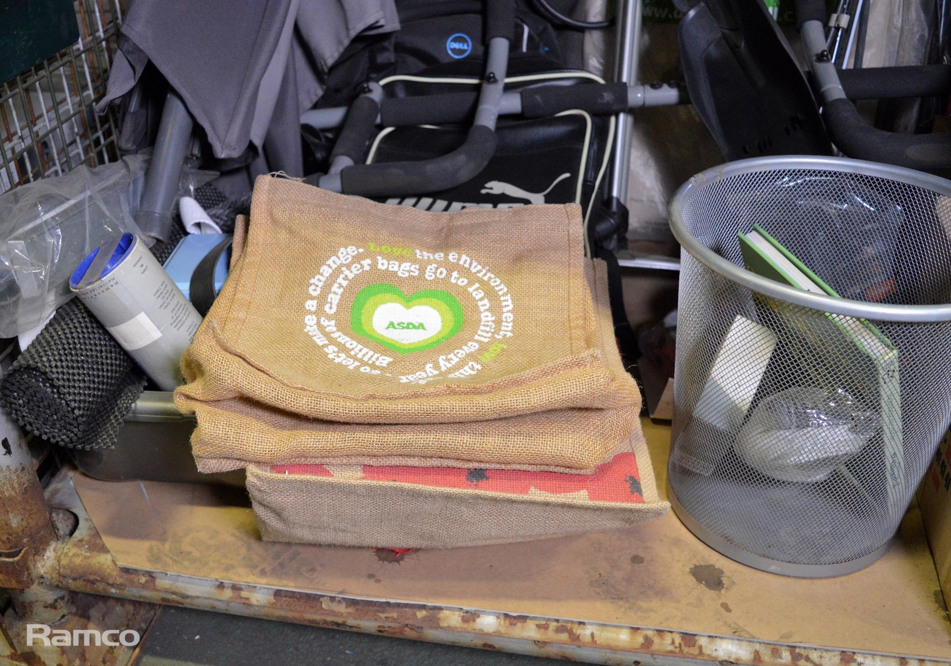 Domestic items - bin, bags, cycle stock, foot pump, books - Image 3 of 7