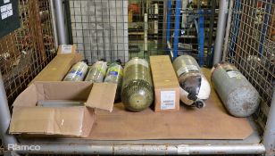 5x Drager composite 3-Ltr air cylinders, 2x Metal air cylinders 9-Ltr, Drager composite 9-Ltr air cy