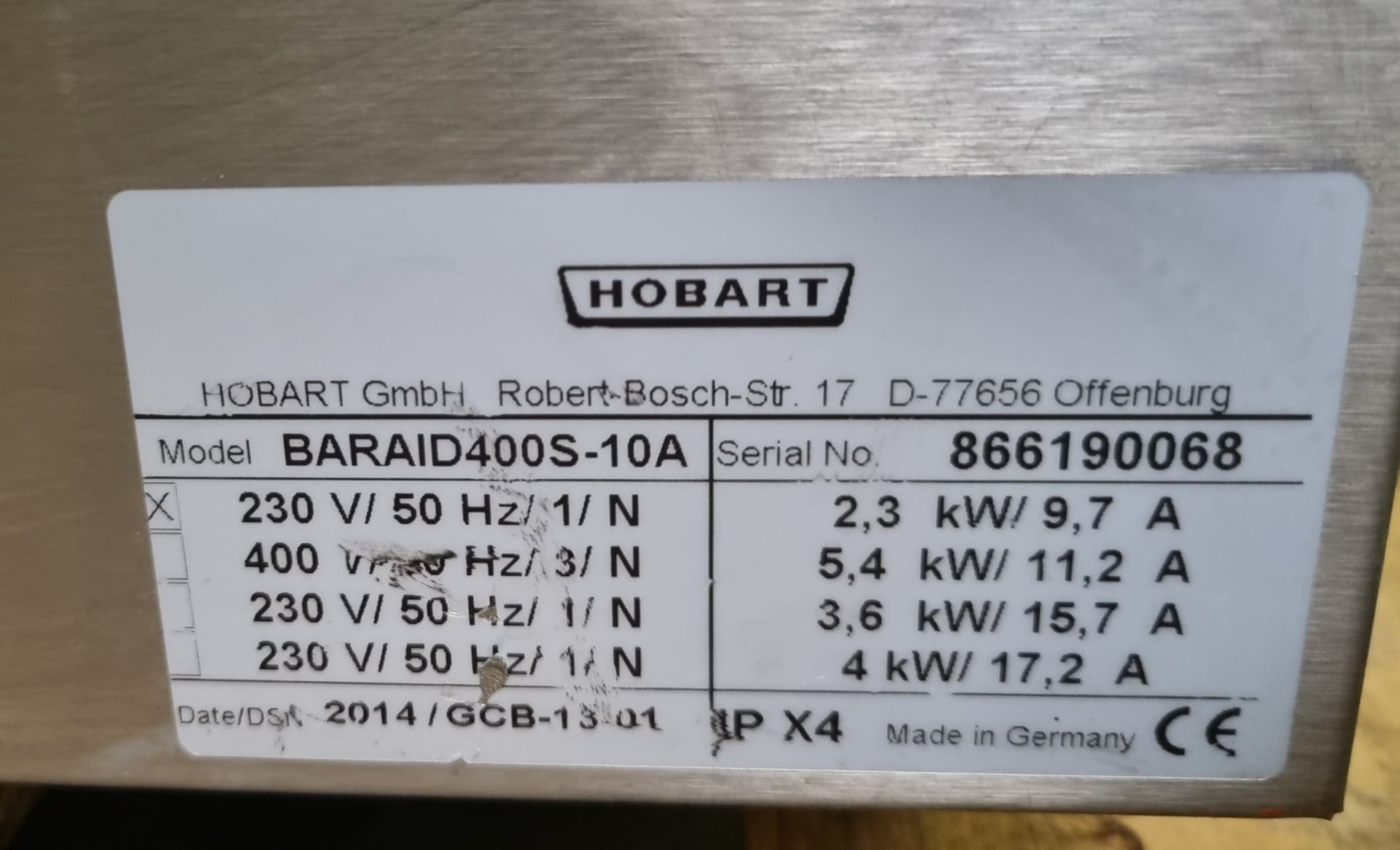 Hobart Bar Aid 400S 10A on/under counter glasswasher 50x60x75 - Image 4 of 6