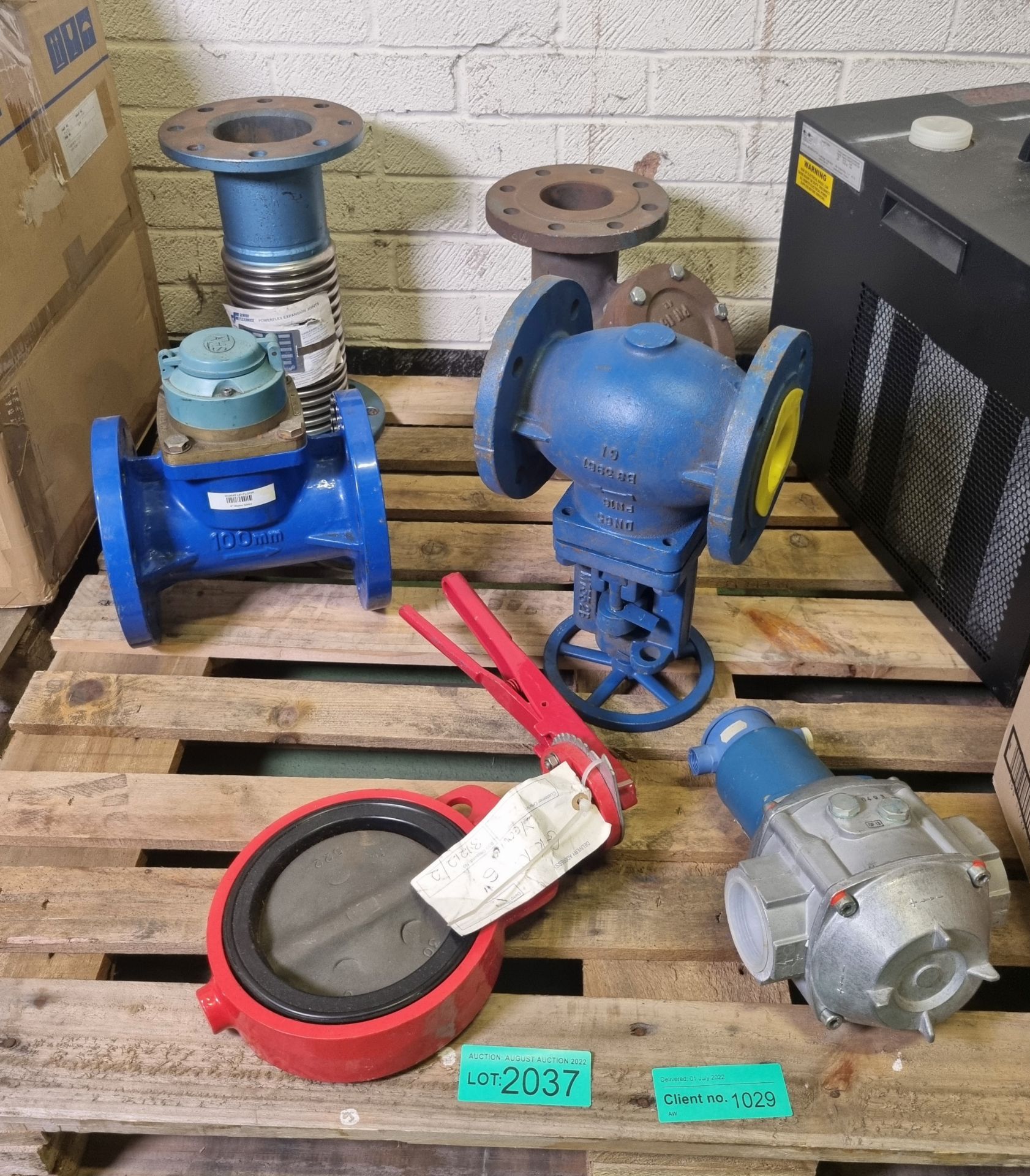 Hattersley cast iron gate valve DN65 PN16, GG25 cast iron Y strainer DN80 PN16, Powerflex expansion - Image 2 of 5