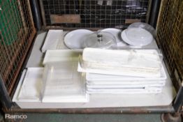Assorted serving/display trays and plates for buffet