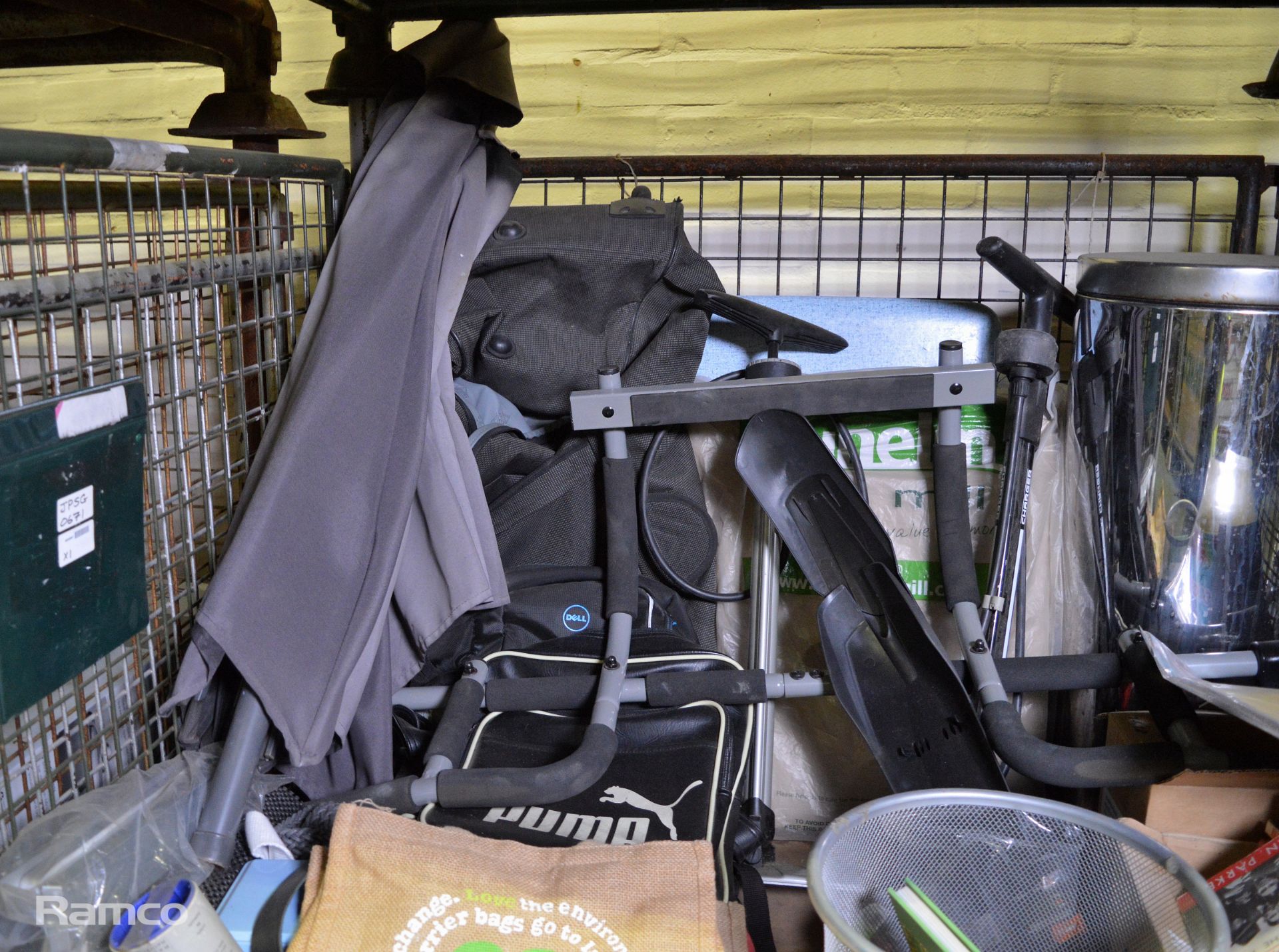 Domestic items - bin, bags, cycle stock, foot pump, books - Image 2 of 7