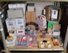 Various electrical components, transformer & connectors, Duracell batteries