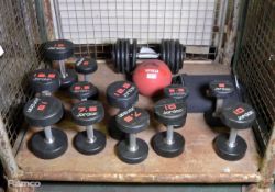 Jordan dumbbells assorted weights from 2.5kg to 15kg, Turning point response cards