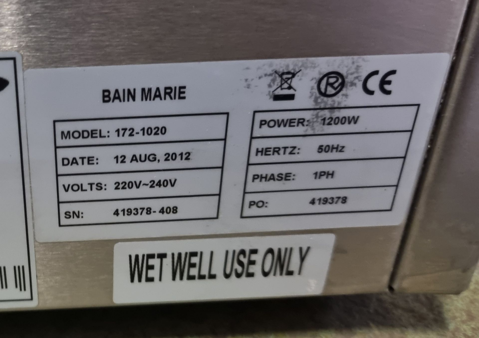 Genware 172-1020 6 pot, wet well bain marie 35 x 60 x 25cm - Image 6 of 6