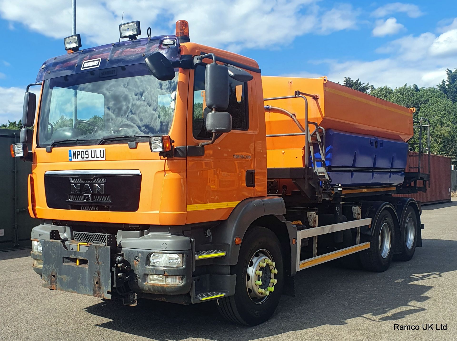 2009 (reg WP09 ULU) MAN TGM 26.330 6x4 with Schmidt Stratos 9m3 pre-wet gritter mount and plough.