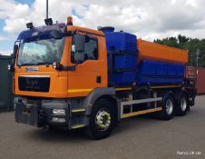 2009 (reg WR09 ULL) MAN TGM 26.330 6x4 with Schmidt Stratos 9m3 pre-wet gritter mount and plough.