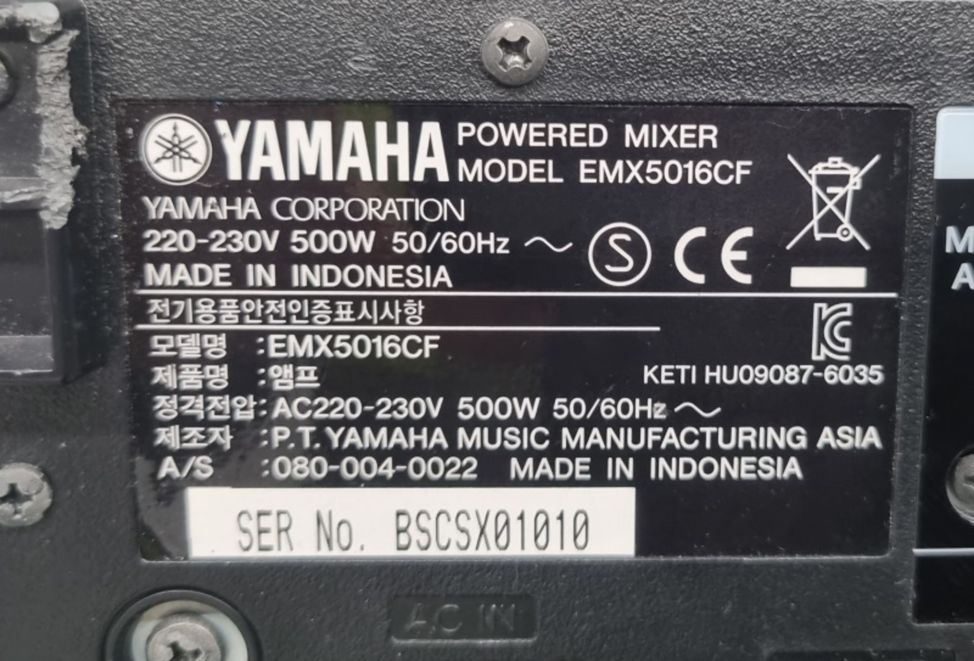 Yamaha EMX5016CF Powered Mixer - Serial No. BSCSX01010 - Image 4 of 5