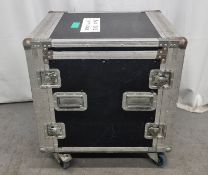 Empty Wheeled Flight case with internal rack - Dimensions L51.5 x W59 x H78 (including wheels)