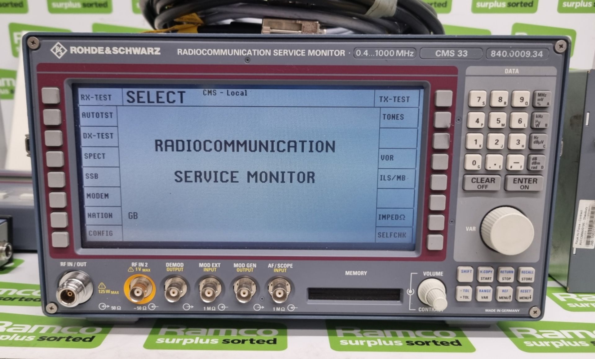 Rohde & Schwarz CMS33 Radiocommunication Service Monitor 0.4 - 1000mhz - 840.0009.34 with carry case - Image 2 of 12