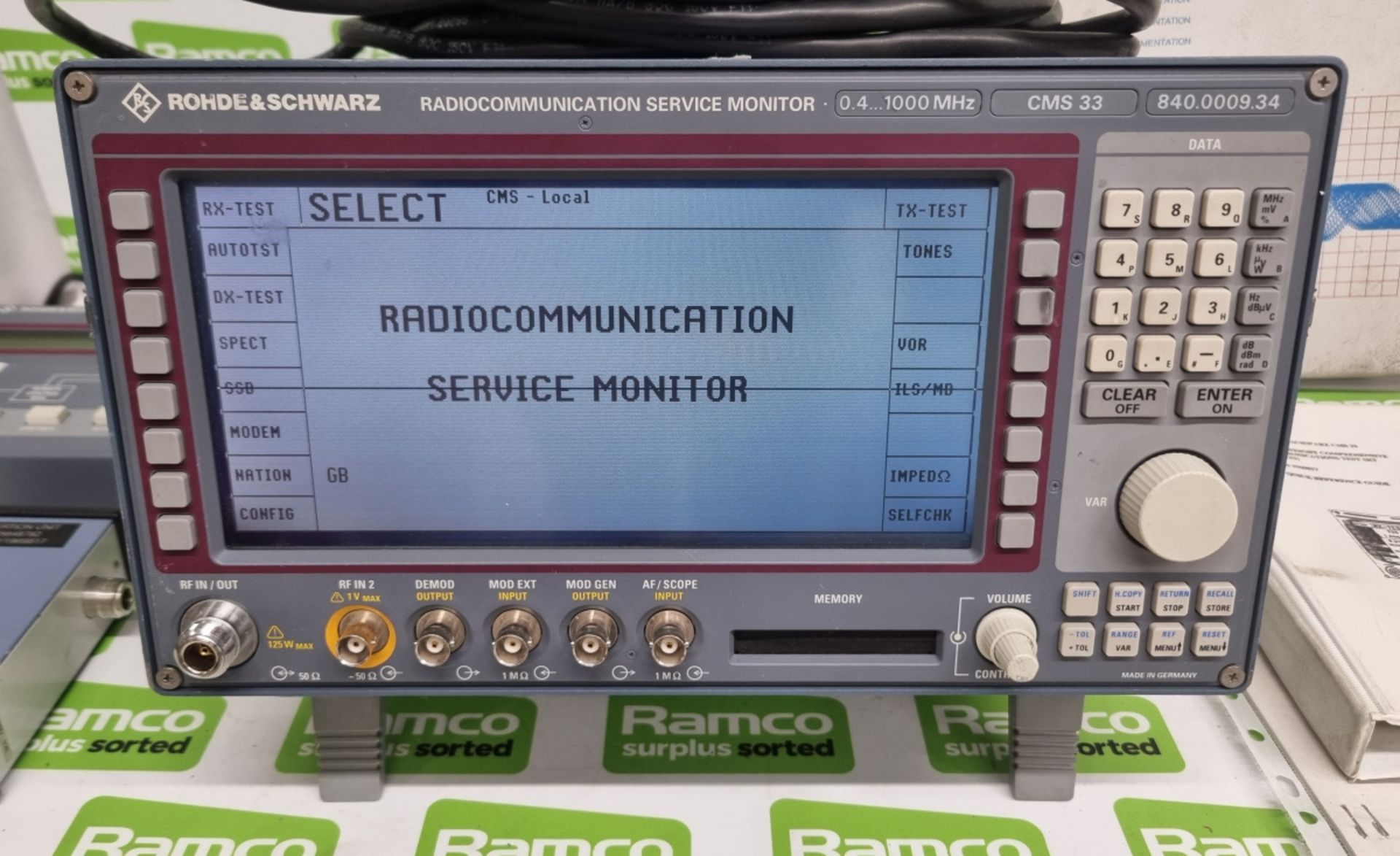 Rohde & Schwarz CMS33 Radiocommunication Service Monitor 0.4 - 1000mhz - 840.0009.34 with carry case - Image 2 of 14