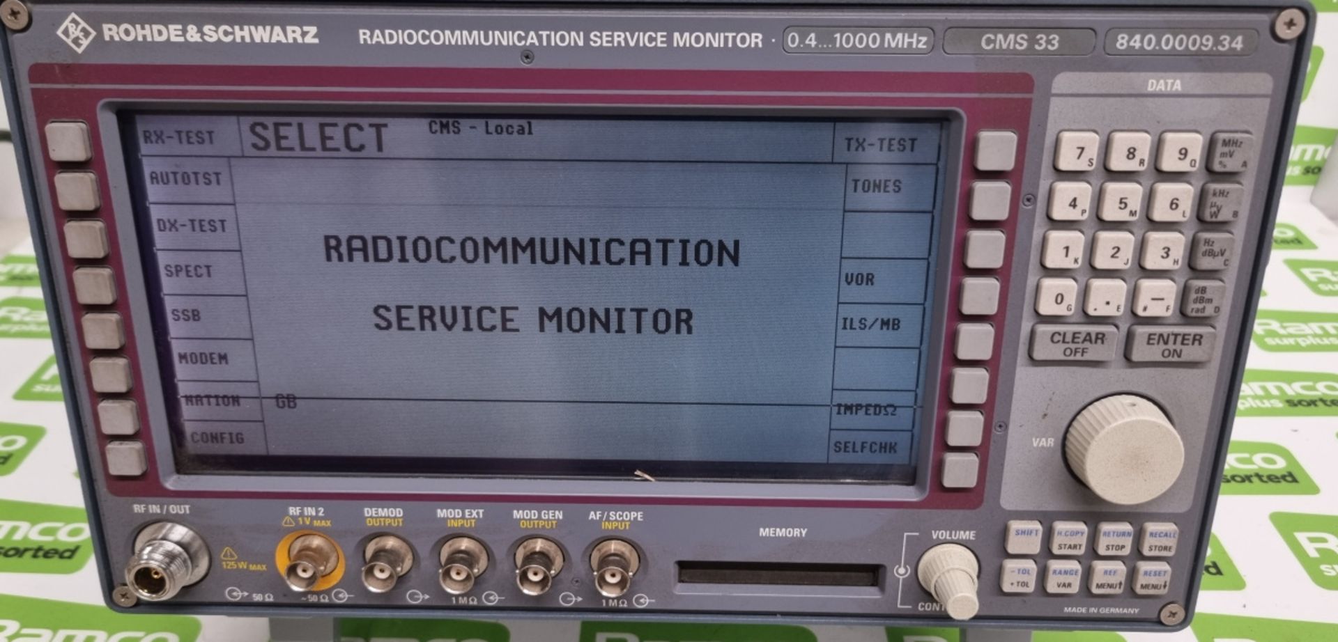Rohde & Schwarz CMS33 Radiocommunication Service Monitor 0.4 - 1000mhz - 840.0009.34 no carry case o - Image 2 of 7
