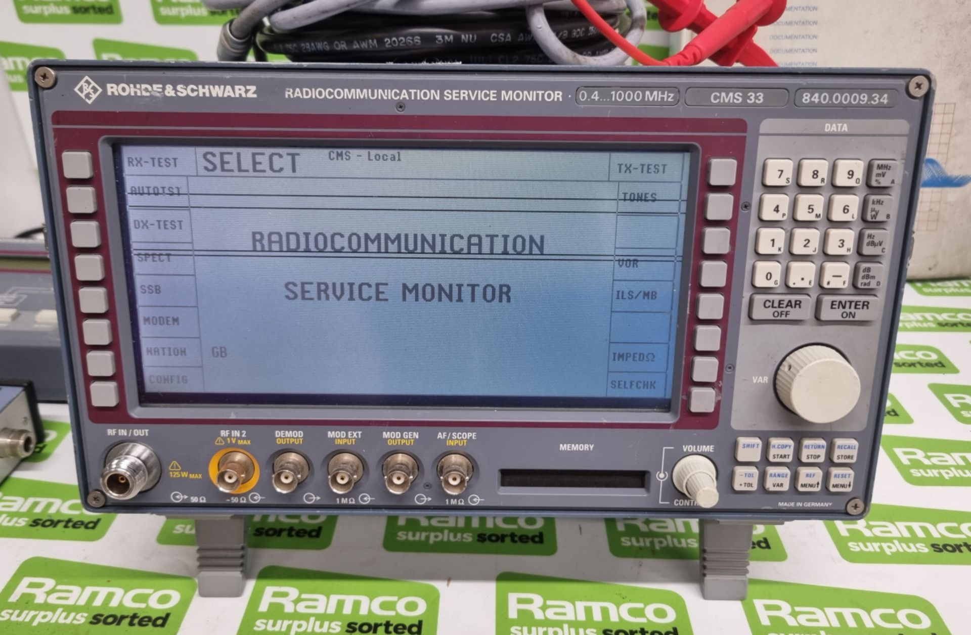 Rohde & Schwarz CMS33 Radiocommunication Service Monitor 0.4 - 1000mhz - 840.0009.34 with carry case - Image 2 of 12