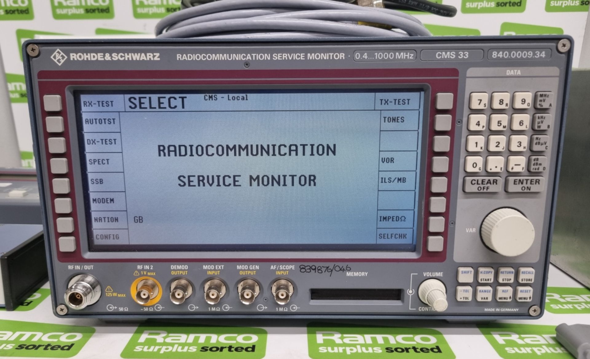 Rohde & Schwarz CMS33 Radiocommunication Service Monitor 0.4 - 1000mhz - 840.0009.34 with carry case - Image 2 of 14