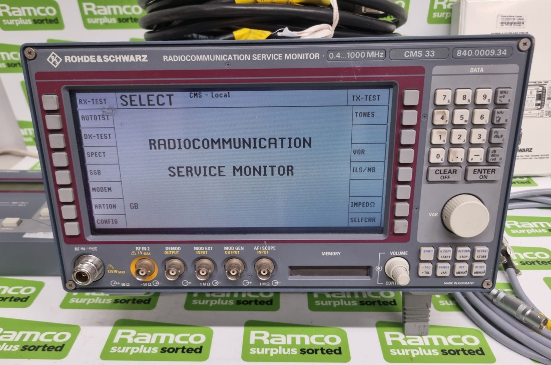 Rohde & Schwarz CMS33 Radiocommunication Service Monitor 0.4 - 1000mhz - 840.0009.34 with carry case - Image 2 of 9