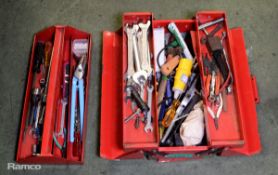 Tool box with an assortment of hand tools