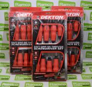 3x Dekton 9 piece soft grip screwdriver sets