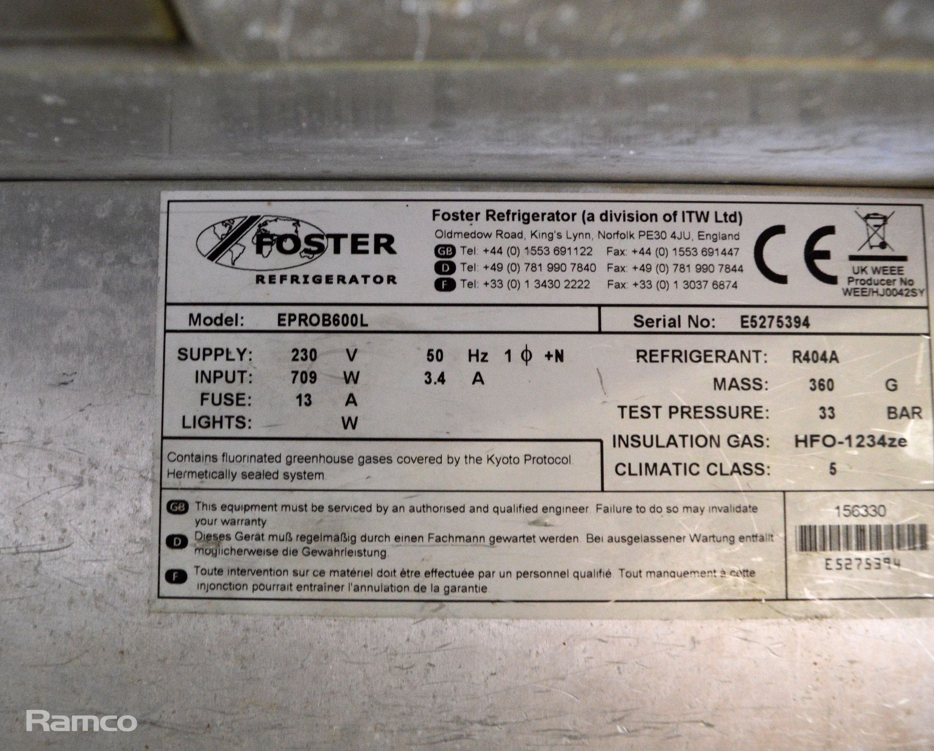 Foster EPROB600L Upright Freezer 80x70x210cm - Image 3 of 7