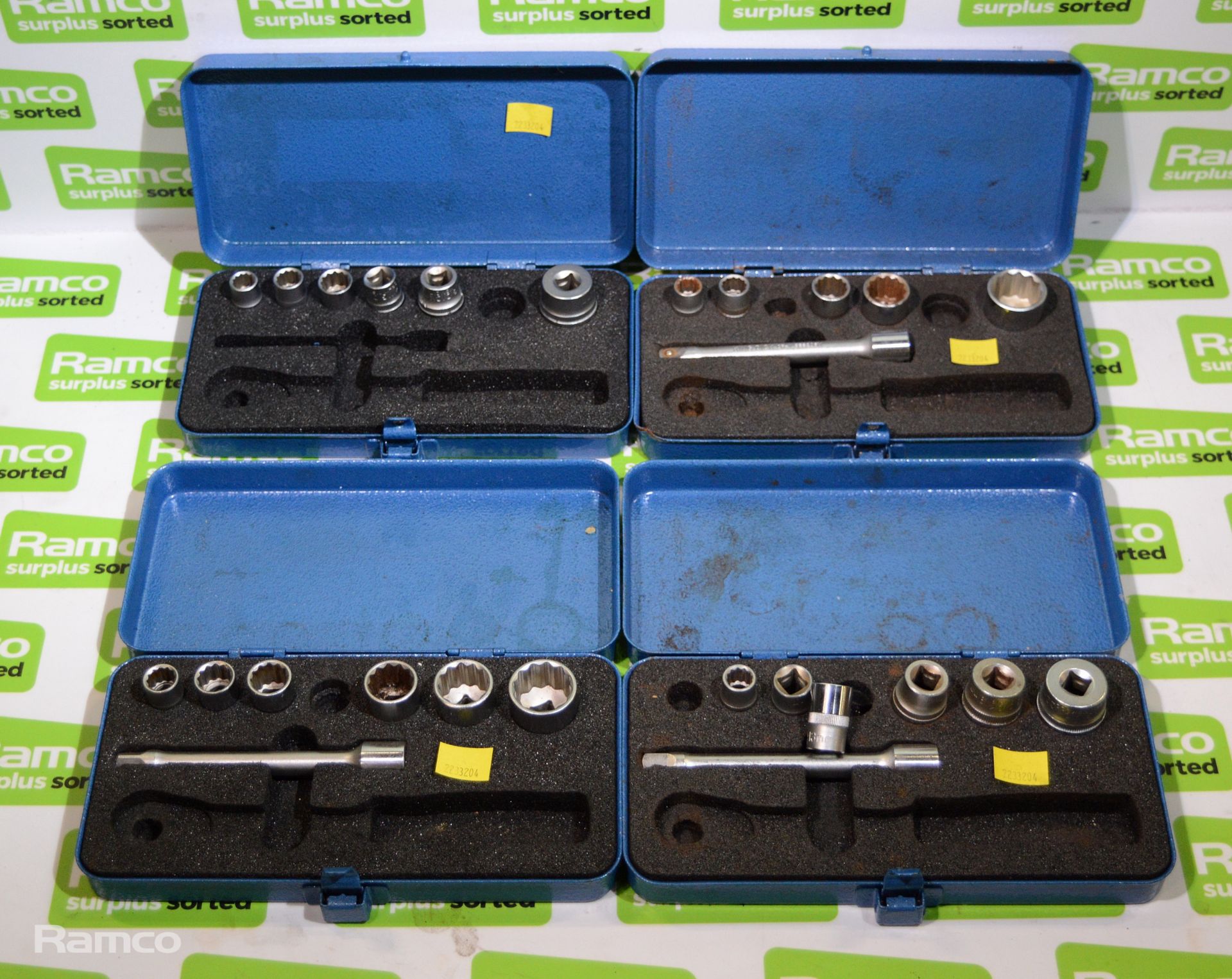 4x King Dick metric 3/8 inch wrench socket sets - all incomplete