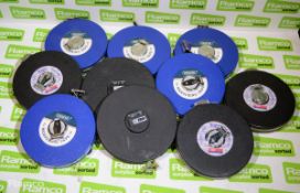 10x 30m tape measures - various inc Rabone