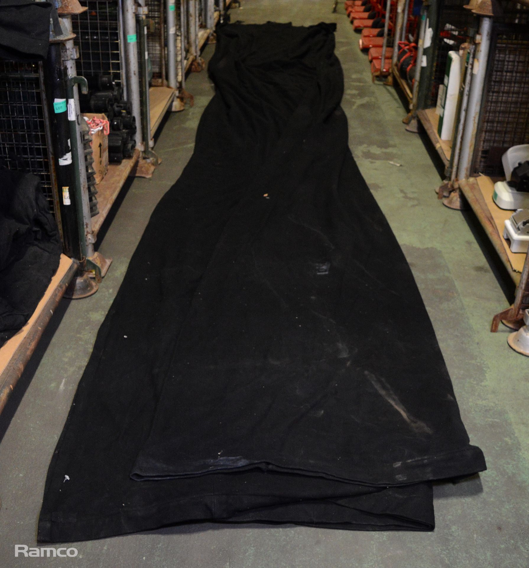 2x Black fabric drapes - 8m x 8m - Image 2 of 5