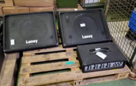Laney CR 520 Mixer amp 250W 50/60HzL48 x W31 x H16Cm, 2x Laney CM15 2 passive floor monitor speakers