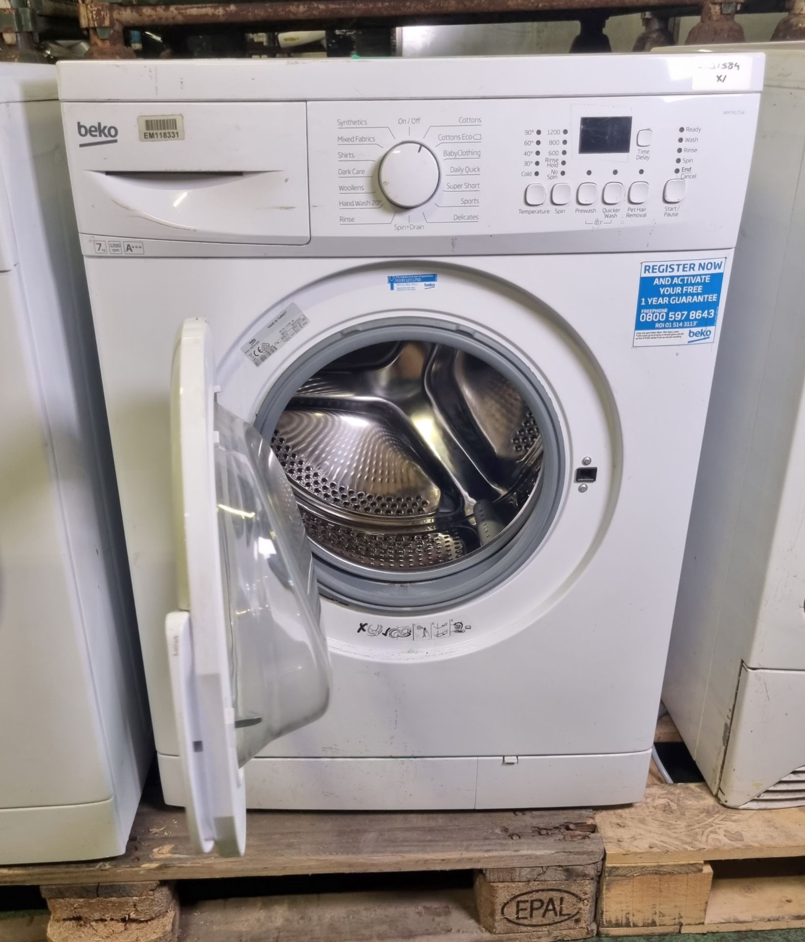 Beko WM74125W Washing machine 250V L60 x W52 x H84Cm - Image 3 of 4