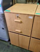 Teak wood effect mobile bedside cabinet L47xW58xH98cm