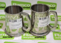 Culfonia English pewter engraved tankard x2