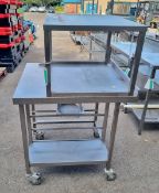 Stainless steel countertop with tray storage L73 x W85 x H135 cm