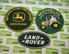 Land Rover, John Deere & Michelin Cast Signs