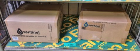 2x Sentinel antibacterial hand gel contactless dispenser units