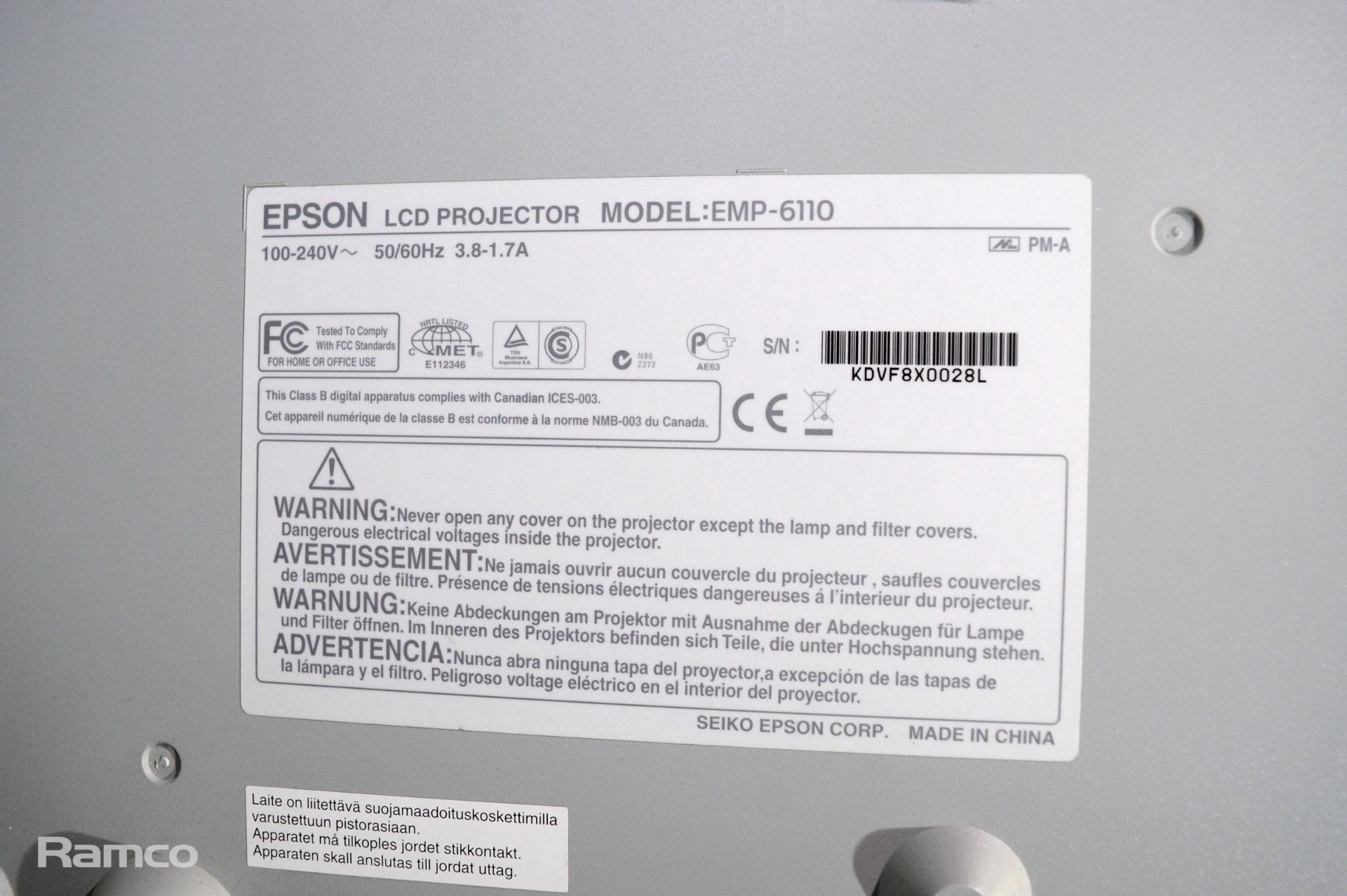 Epson EMP-6100 short throw projector LCD Display 1024 x 768 - Image 4 of 5