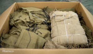 Multiple sized hessian sandbags