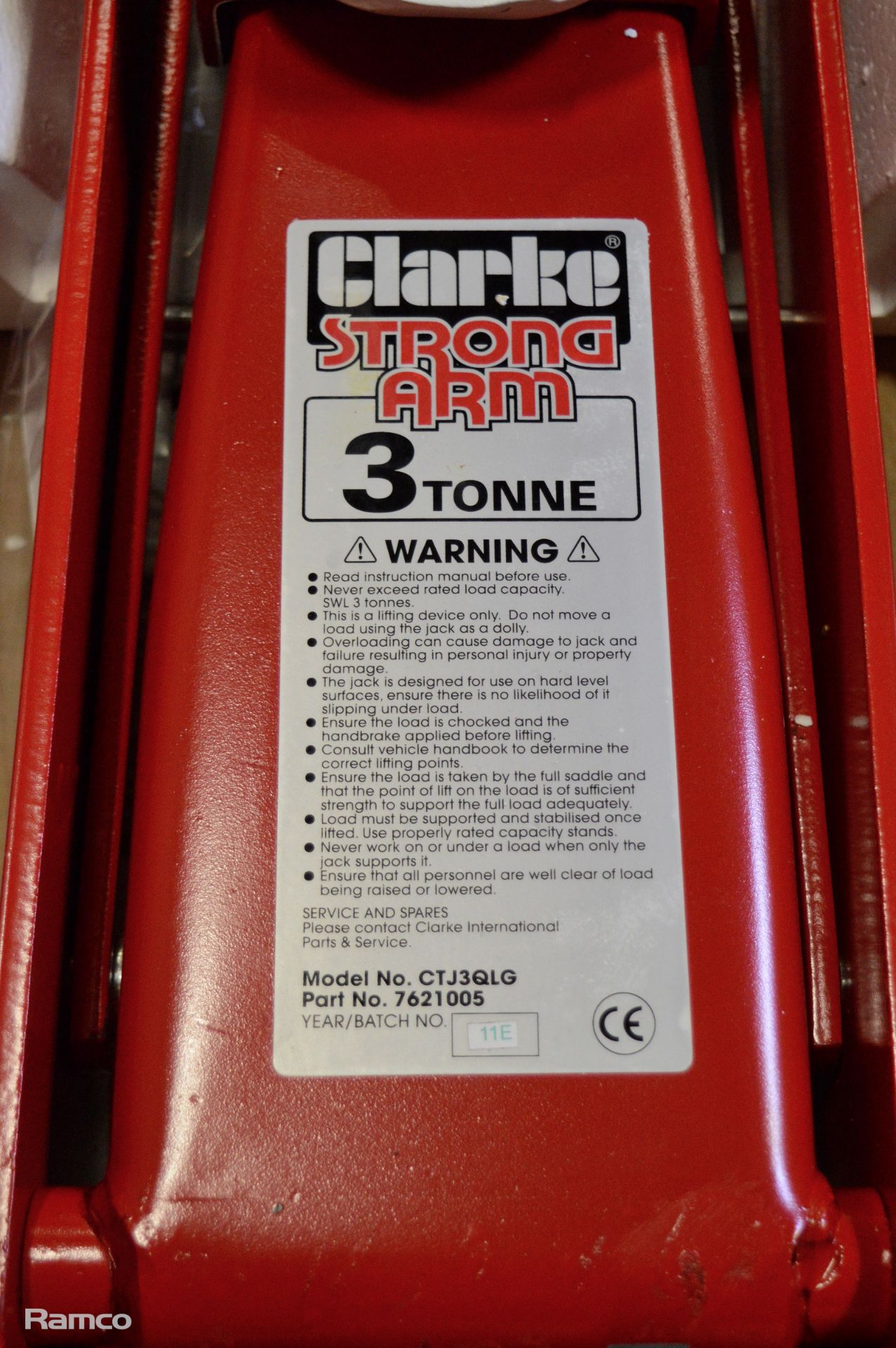 Clarke CTJ3QLG 3-tonne quick lift trolley jack - Image 5 of 6