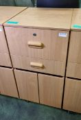 Teak wood effect mobile bedside cabinet L47xW58xH98cm