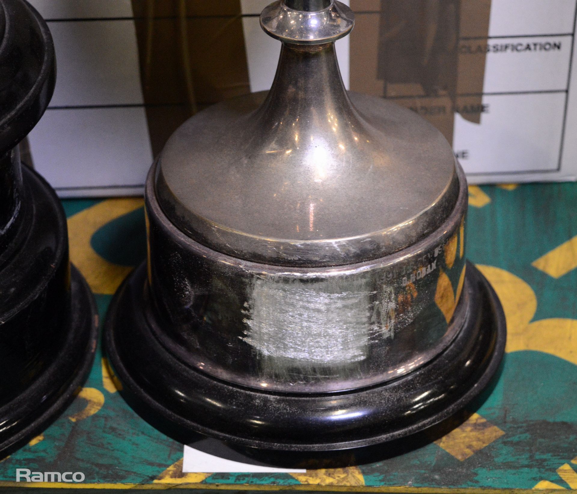 Box of assorted engraved trophies, cups and plates - Image 12 of 12