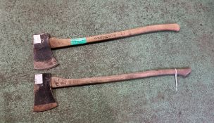 2x Heavy Duty Axe with Wooden Handle - Handle Length 80 cm - Head Size 20x15x5cm