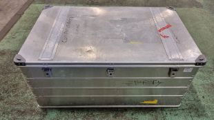 Stacking aluminium storage case, 3 clasps, 4 handles, rubber seals on lid -120x80x50